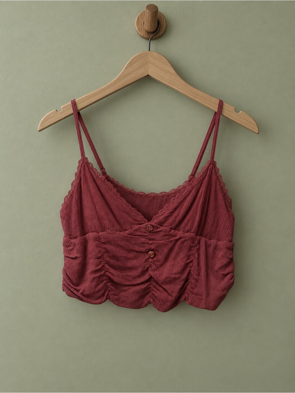 Pink Rose Burgundy Lace Ruched Crop Top | Size L